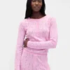 Leichtes CashSoft-Pointelle-Pyjama-Oberteil mit Herzmotiv