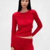 Leichtes CashSoft-Pointelle-Pyjama-Oberteil mit Herzmotiv
