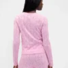 Leichtes CashSoft-Pointelle-Pyjama-Oberteil mit Herzmotiv