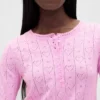 Leichtes CashSoft-Pointelle-Pyjama-Oberteil mit Herzmotiv