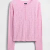 Leichtes CashSoft-Pointelle-Pyjama-Oberteil mit Herzmotiv