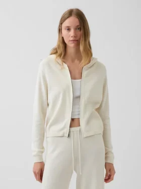 Locker sitzender Kapuzenpullover mit Reißverschluss aus 100 % Baumwolle