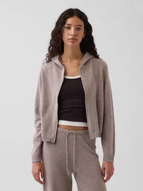 Locker sitzender Kapuzenpullover mit Reißverschluss aus 100 % Baumwolle