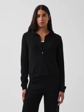 Locker sitzender Kapuzenpullover mit Reißverschluss aus 100 % Baumwolle