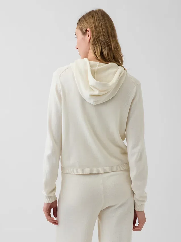Locker sitzender Kapuzenpullover mit Reißverschluss aus 100 % Baumwolle