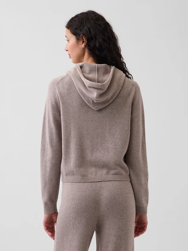 Locker sitzender Kapuzenpullover mit Reißverschluss aus 100 % Baumwolle