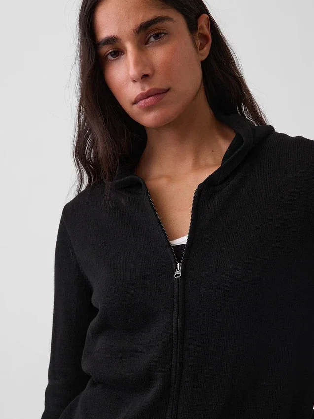 Locker sitzender Kapuzenpullover mit Reißverschluss aus 100 % Baumwolle