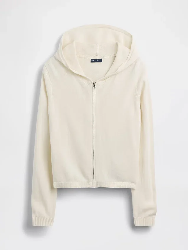 Locker sitzender Kapuzenpullover mit Reißverschluss aus 100 % Baumwolle