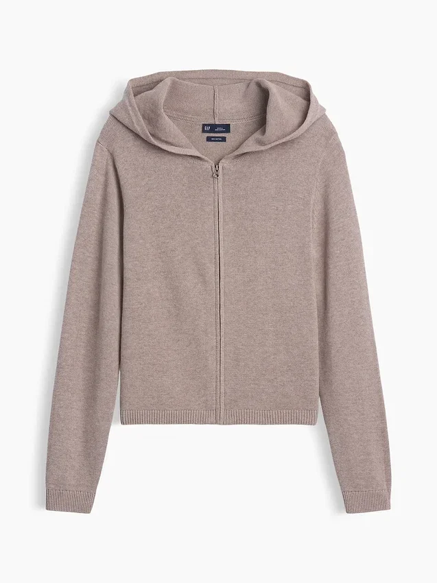 Locker sitzender Kapuzenpullover mit Reißverschluss aus 100 % Baumwolle