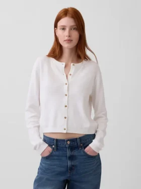 Locker sitzender, kurz geschnittener Pullover aus 100 % Baumwolle