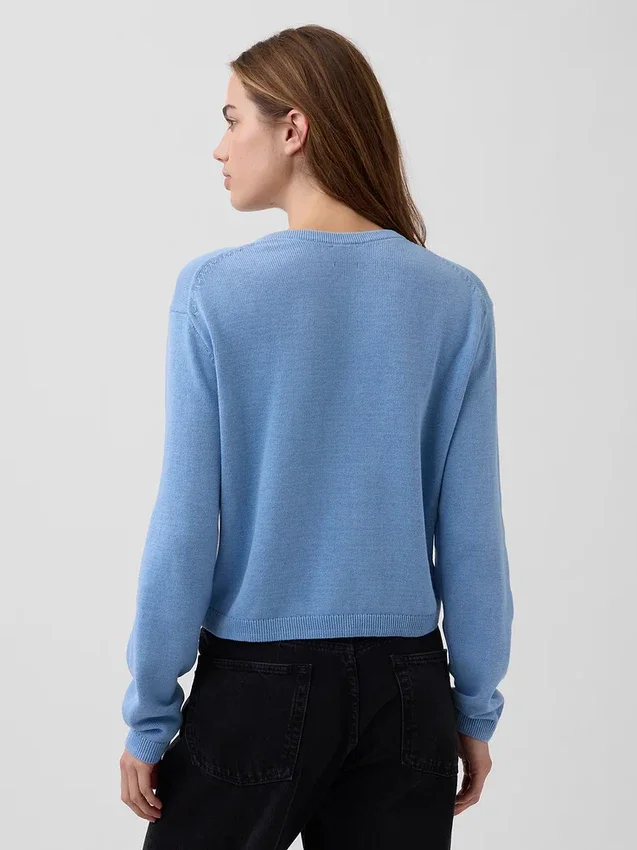 Locker sitzender, kurz geschnittener Pullover aus 100 % Baumwolle