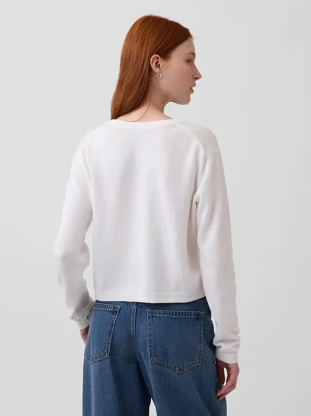 Locker sitzender, kurz geschnittener Pullover aus 100 % Baumwolle
