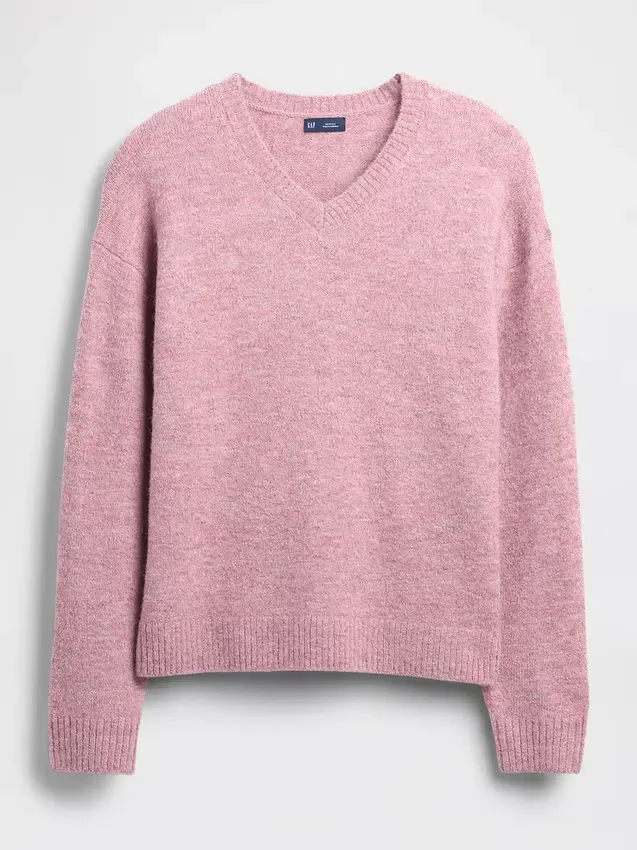 Locker sitzender, kurzer Pullover mit V-Ausschnitt