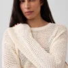Locker sitzender Pullover aus 100 % Baumwolle im Häkel-Look