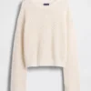 Locker sitzender Pullover aus 100 % Baumwolle im Häkel-Look