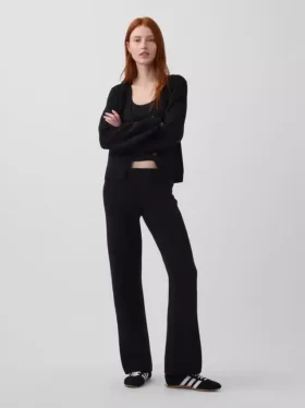 Bootcut-Pullover-Hose aus Baumwollmischung mit niedriger Leibhöhe