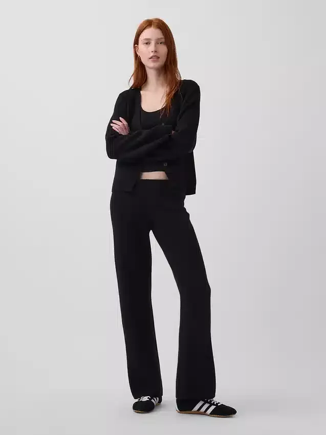 Bootcut-Pullover-Hose aus Baumwollmischung mit niedriger Leibhöhe