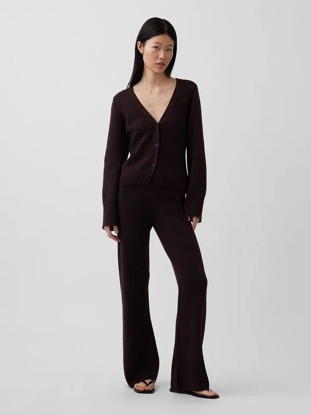 Bootcut-Pullover-Hose aus Baumwollmischung mit niedriger Leibhöhe