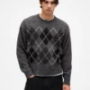 Locker sitzender Pullover aus Wollmischung mit Argyle-Muster