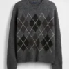 Locker sitzender Pullover aus Wollmischung mit Argyle-Muster