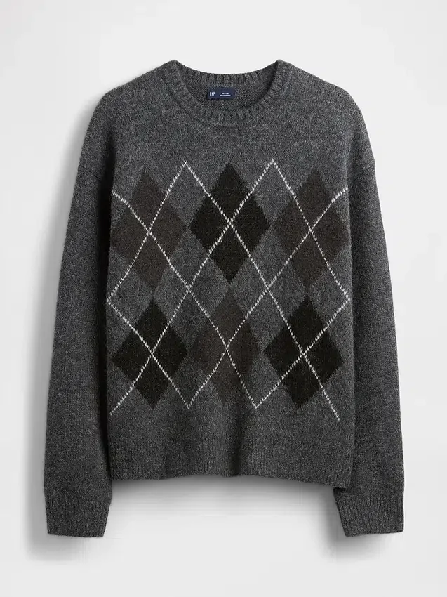 Locker sitzender Pullover aus Wollmischung mit Argyle-Muster