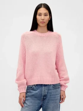 Locker sitzender Rundhals-Pullover aus Baumwollmischung