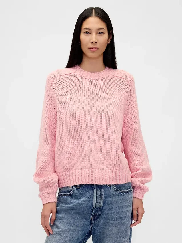 Locker sitzender Rundhals-Pullover aus Baumwollmischung