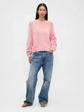 Locker sitzender Rundhals-Pullover aus Baumwollmischung