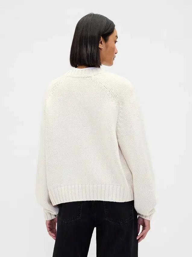 Locker sitzender Rundhals-Pullover aus Baumwollmischung