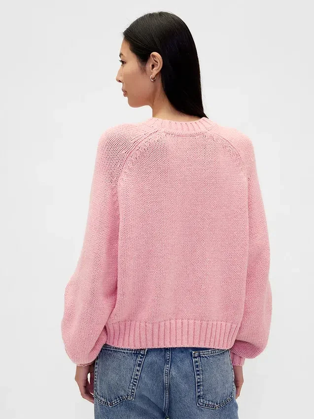 Locker sitzender Rundhals-Pullover aus Baumwollmischung