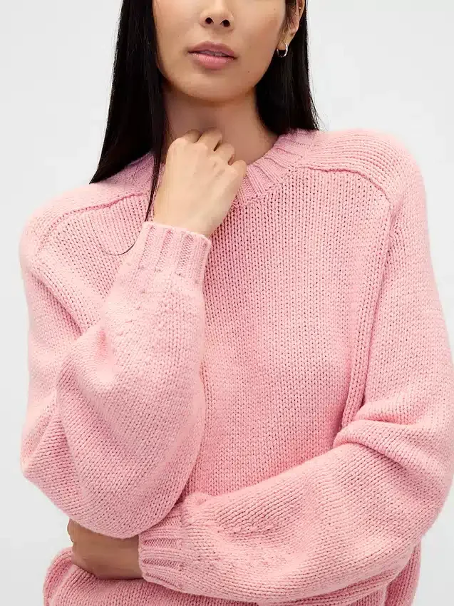 Locker sitzender Rundhals-Pullover aus Baumwollmischung