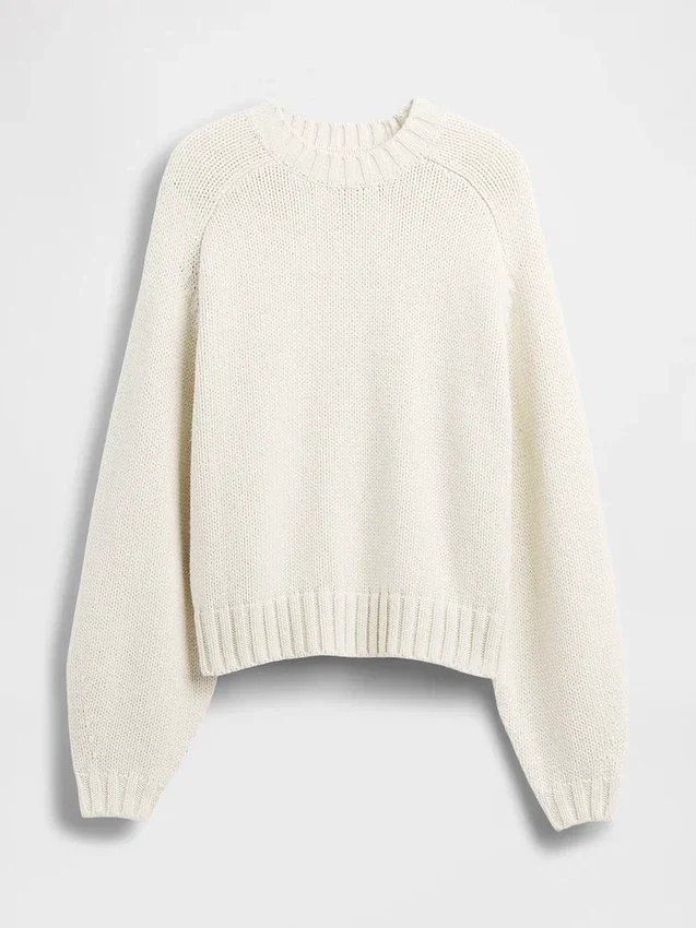 Locker sitzender Rundhals-Pullover aus Baumwollmischung
