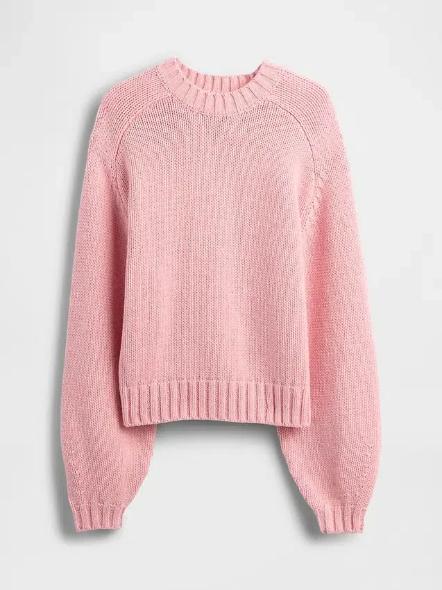 Locker sitzender Rundhals-Pullover aus Baumwollmischung