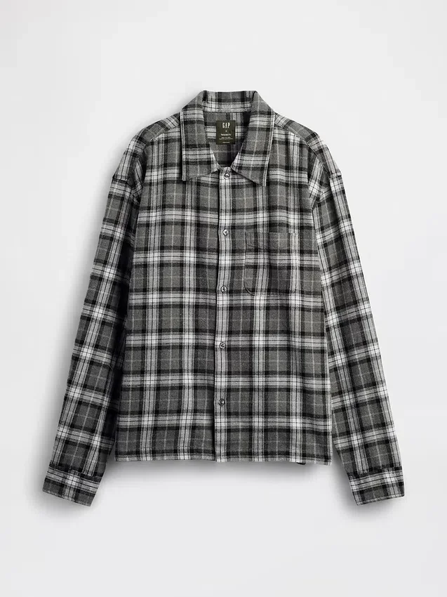 Locker sitzendes Flanellhemd aus Bio-Baumwolle