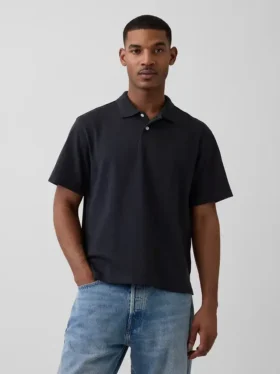 Locker sitzendes Piqué-Poloshirt