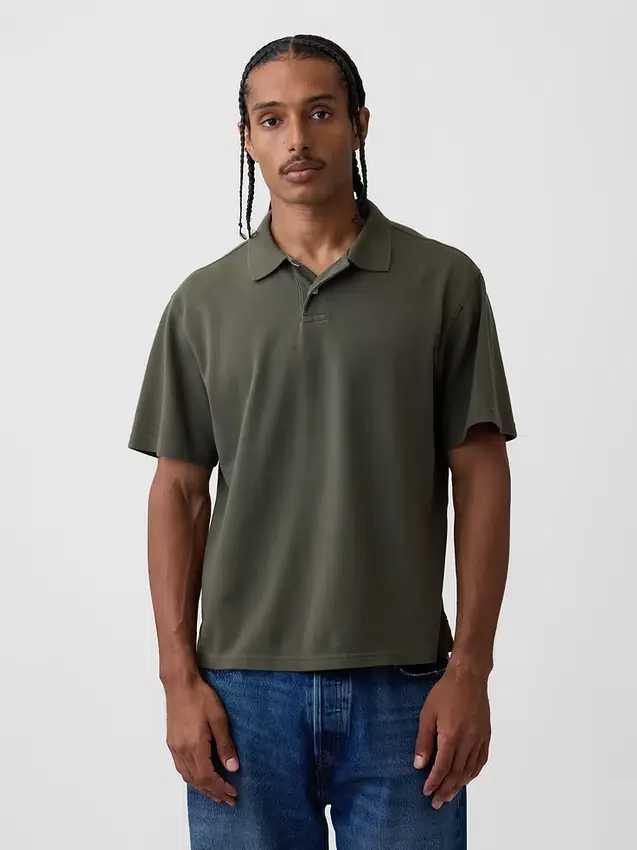Locker sitzendes Piqué-Poloshirt