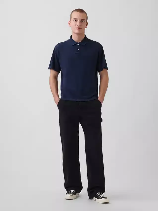 Locker sitzendes Piqué-Poloshirt