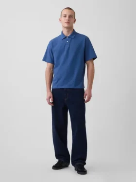 Locker sitzendes Piqué-Poloshirt