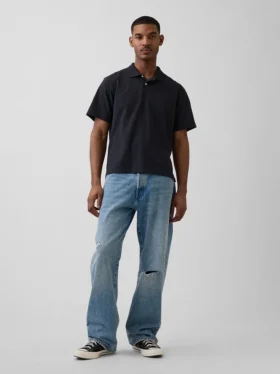 Locker sitzendes Piqué-Poloshirt