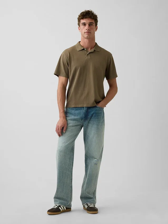 Locker sitzendes Piqué-Poloshirt