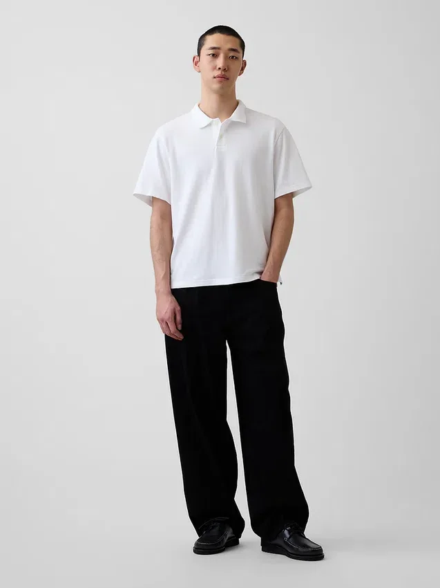 Locker sitzendes Piqué-Poloshirt
