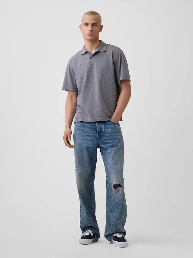 Locker sitzendes Piqué-Poloshirt
