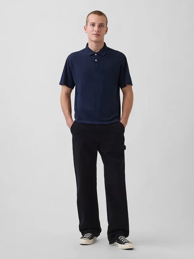 Locker sitzendes Piqué-Poloshirt