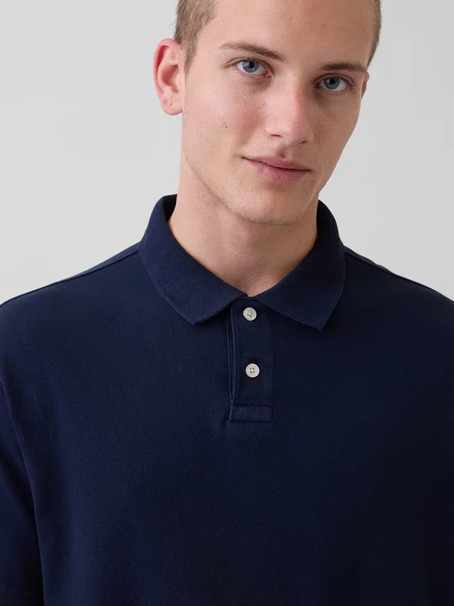 Locker sitzendes Piqué-Poloshirt