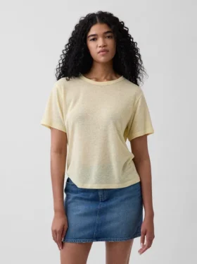Locker sitzendes T-Shirt aus Leinenmischung