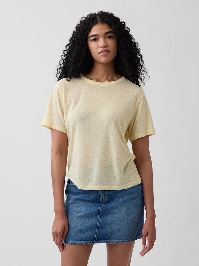 Locker sitzendes T-Shirt aus Leinenmischung