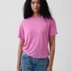 Locker sitzendes T-Shirt aus Leinenmischung