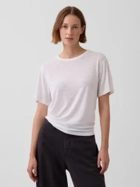 Locker sitzendes T-Shirt aus Leinenmischung