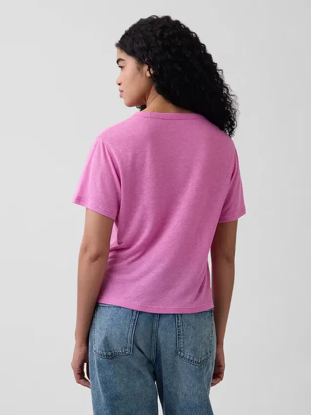 Locker sitzendes T-Shirt aus Leinenmischung