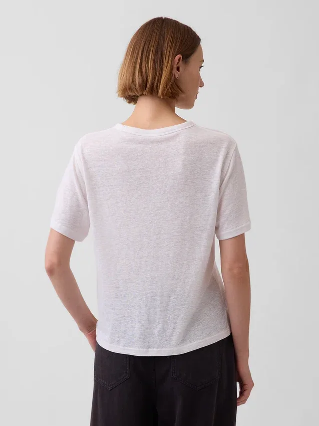 Locker sitzendes T-Shirt aus Leinenmischung